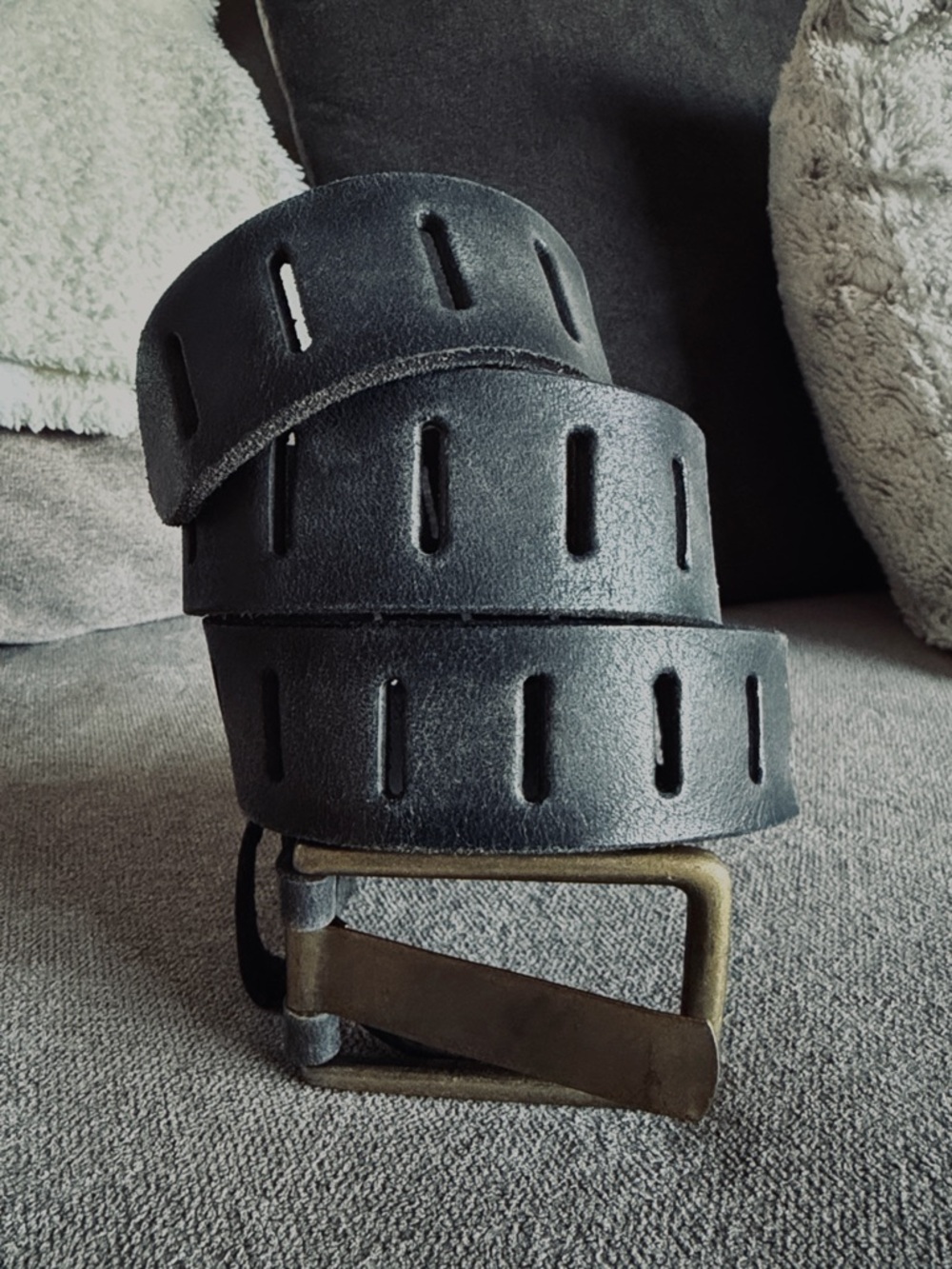 Free People Black Jona Leather Belt with Brass Buckle